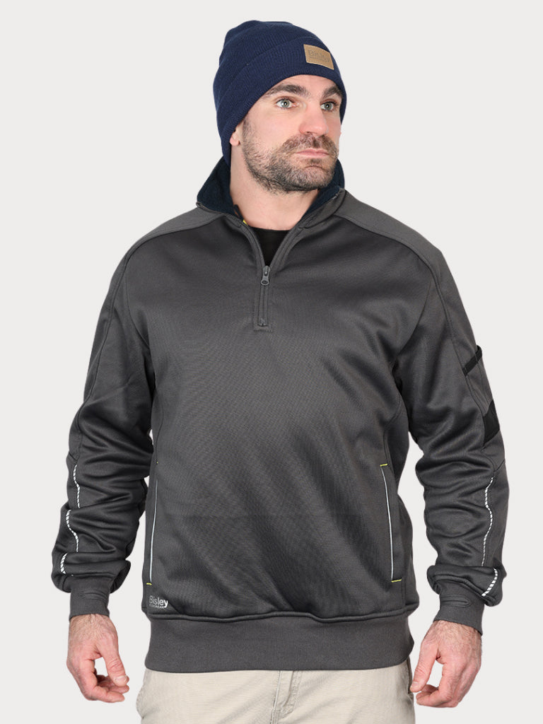 FLEECE 1/4 ZIP PULLOVER WITH SHERPA LINING