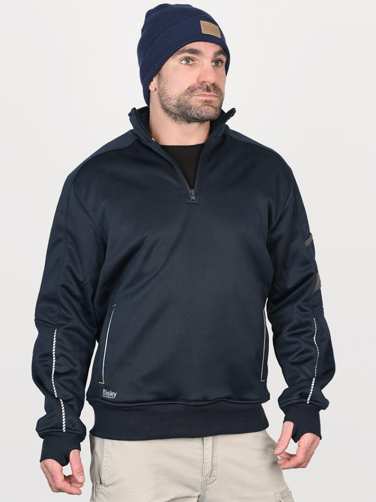 FLEECE 1/4 ZIP PULLOVER WITH SHERPA LINING