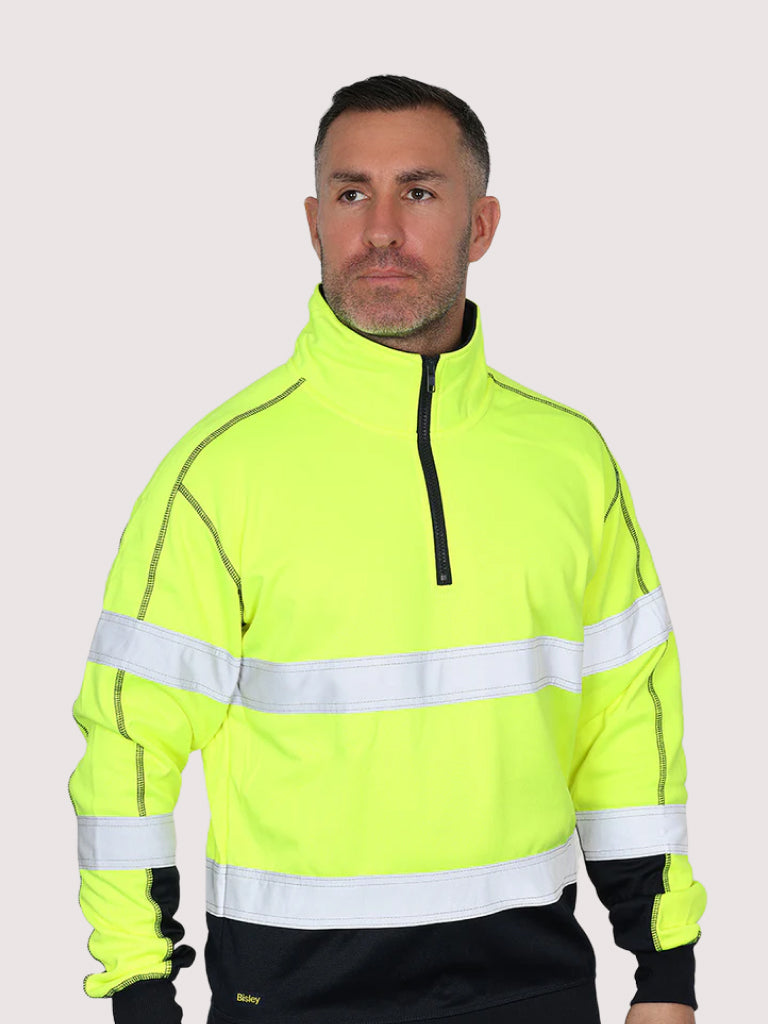 TAPED HI VIS ZIP FLEECE PULLOVER WITH SHERPA LINING