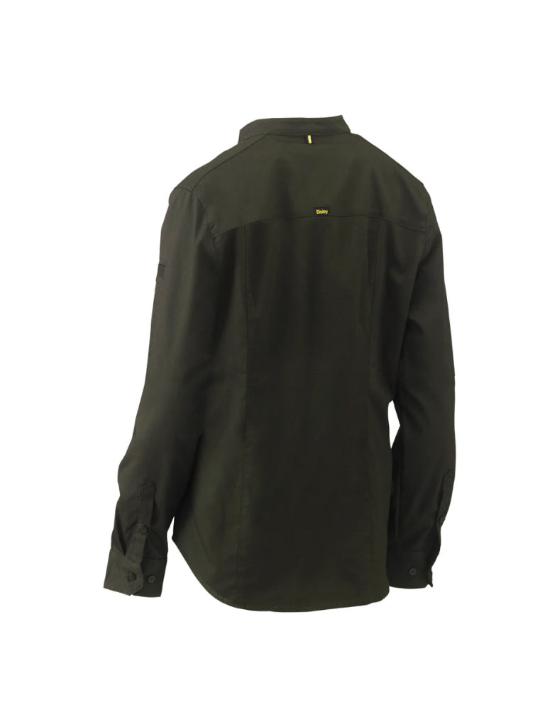 WOMEN'S STRETCH V-NECK CLOSED FRONT SHIRT