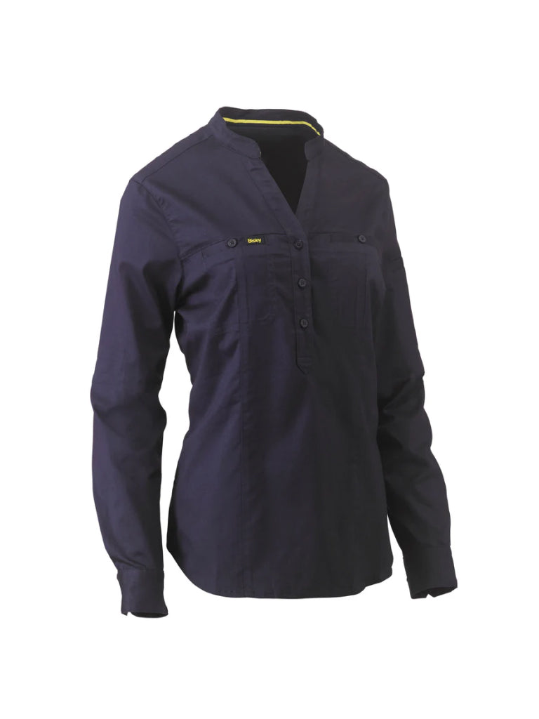 WOMEN'S STRETCH V-NECK CLOSED FRONT SHIRT
