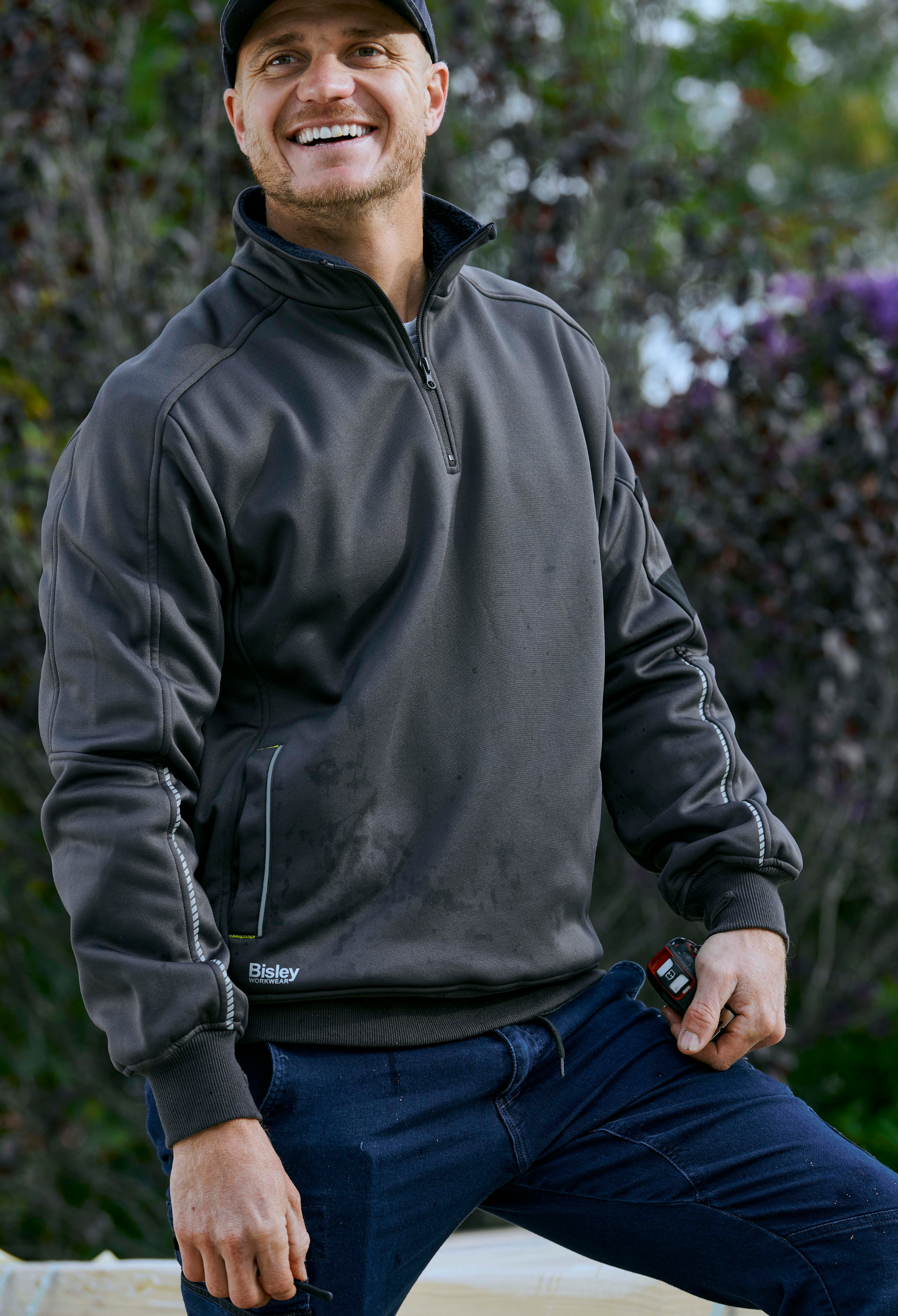 FLEECE 1/4 ZIP PULLOVER WITH SHERPA LINING