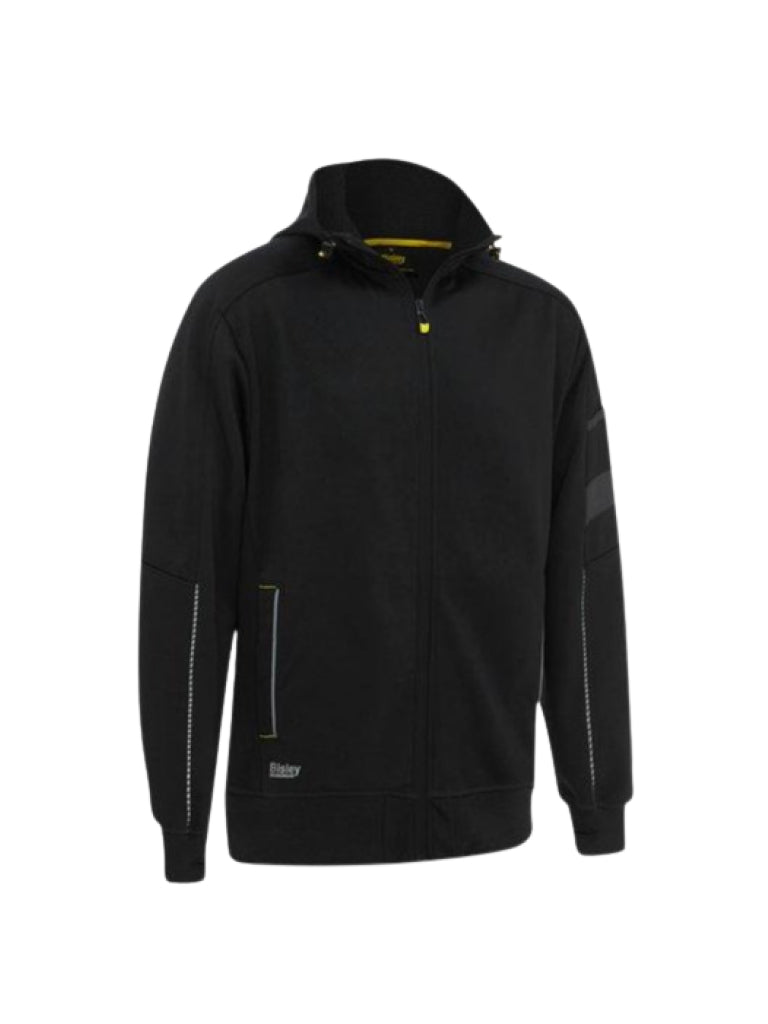 FLEECE ZIP FRONT HOODIE WITH SHERPA LINING