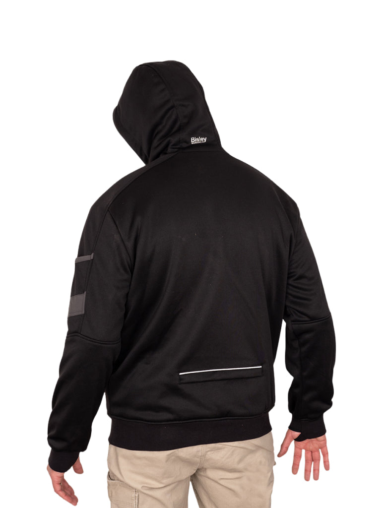 FLEECE ZIP FRONT HOODIE WITH SHERPA LINING