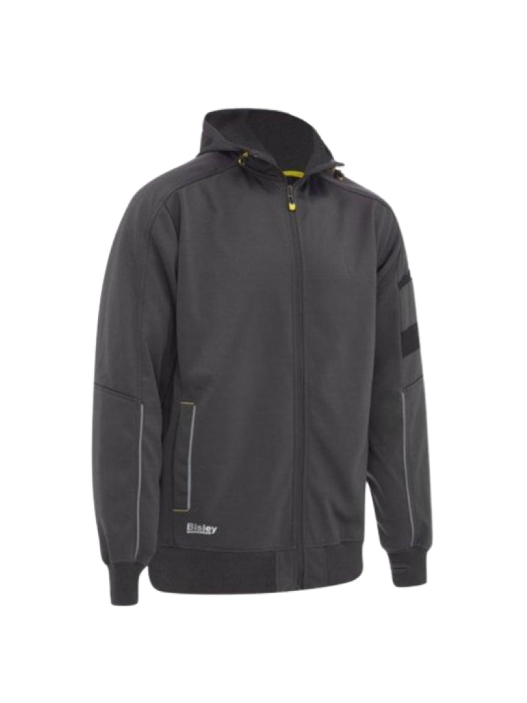 FLEECE ZIP FRONT HOODIE WITH SHERPA LINING