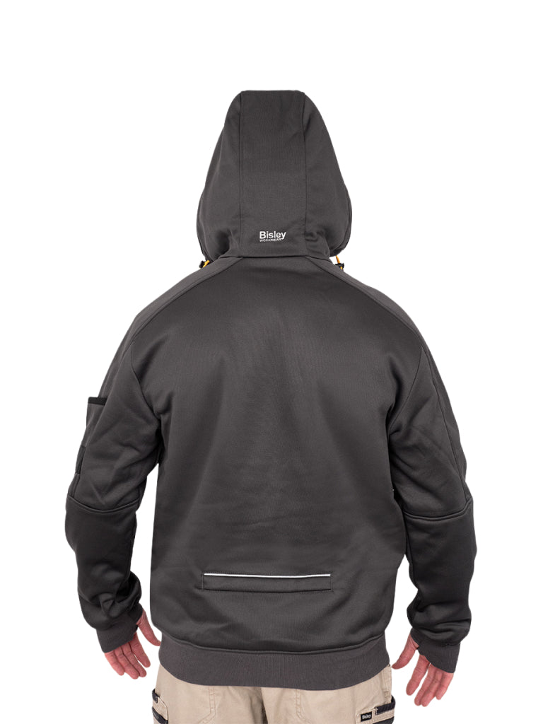 FLEECE ZIP FRONT HOODIE WITH SHERPA LINING