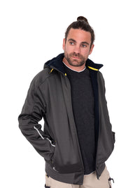 FLEECE ZIP FRONT HOODIE WITH SHERPA LINING