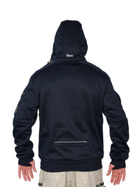 FLEECE ZIP FRONT HOODIE WITH SHERPA LINING