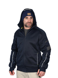 FLEECE ZIP FRONT HOODIE WITH SHERPA LINING