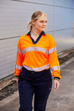WOMENS LONG SLEEVED TAPED TWO TONE HI VIS POLO