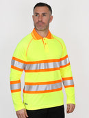 TAPED DOUBLE HI VIS MESH LONG SLEEVE POLO