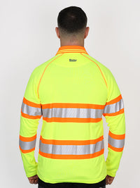 TAPED DOUBLE HI VIS MESH LONG SLEEVE POLO