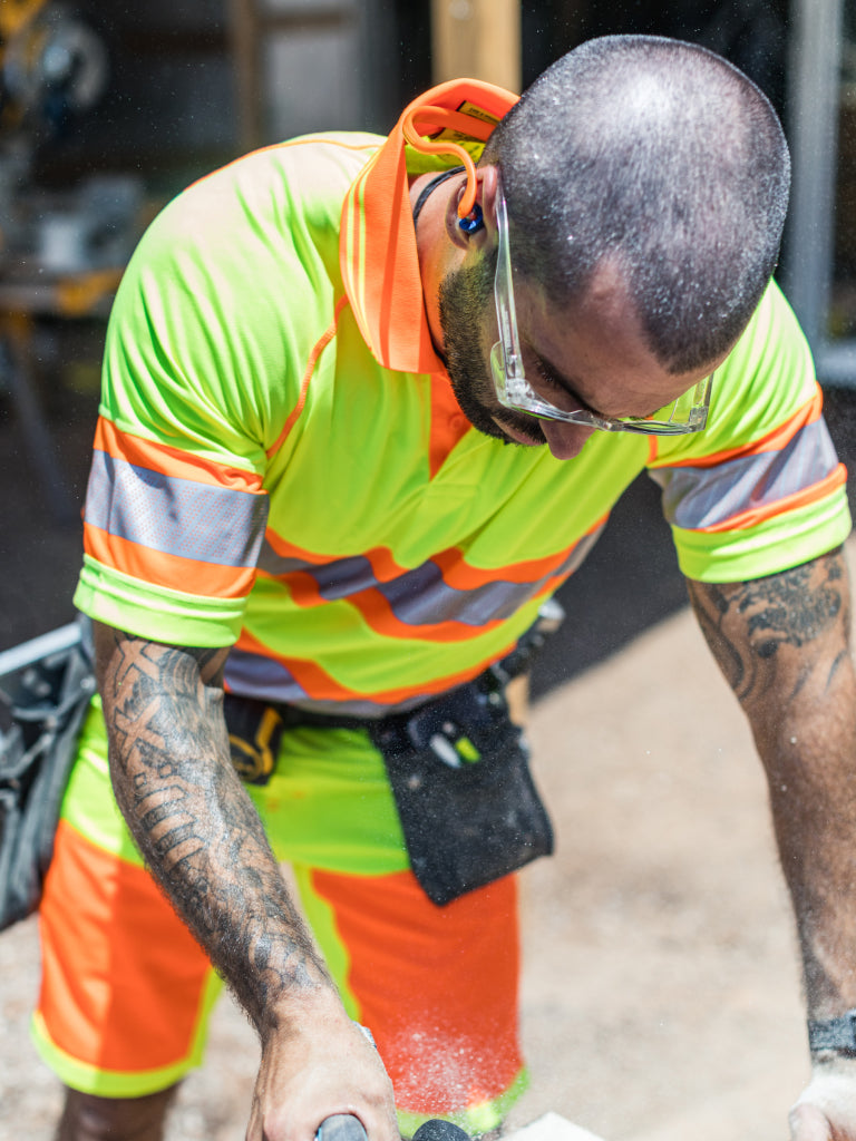 TAPED DOUBLE HI VIS MESH POLO