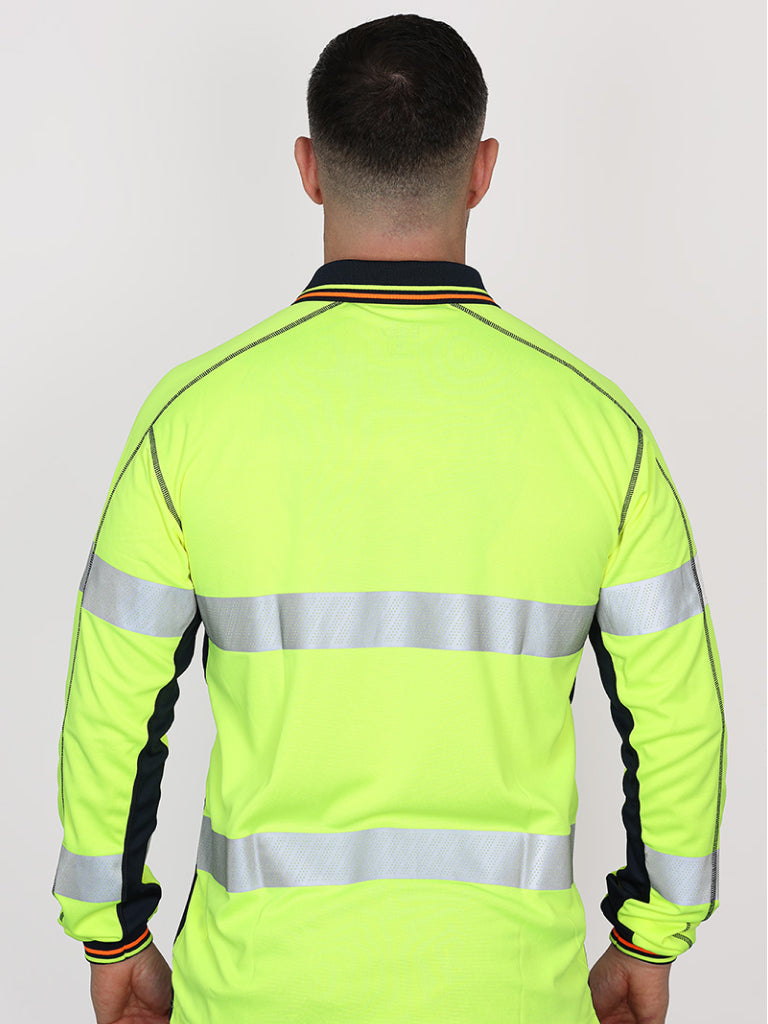 TAPED HI VIS POLYESTER MESH LONG SLEEVE POLO