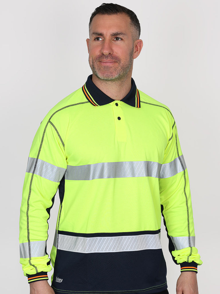 TAPED HI VIS POLYESTER MESH LONG SLEEVE POLO