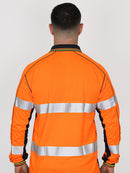 TAPED HI VIS POLYESTER MESH LONG SLEEVE POLO