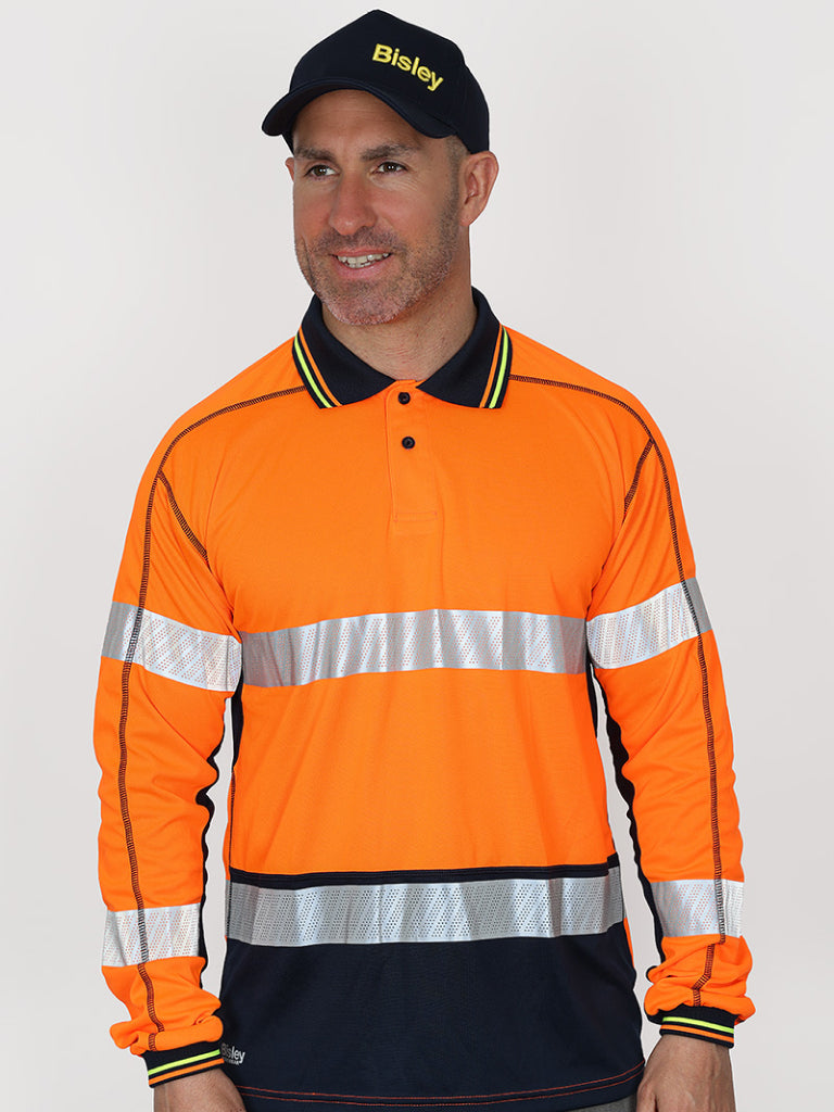 TAPED HI VIS POLYESTER MESH LONG SLEEVE POLO