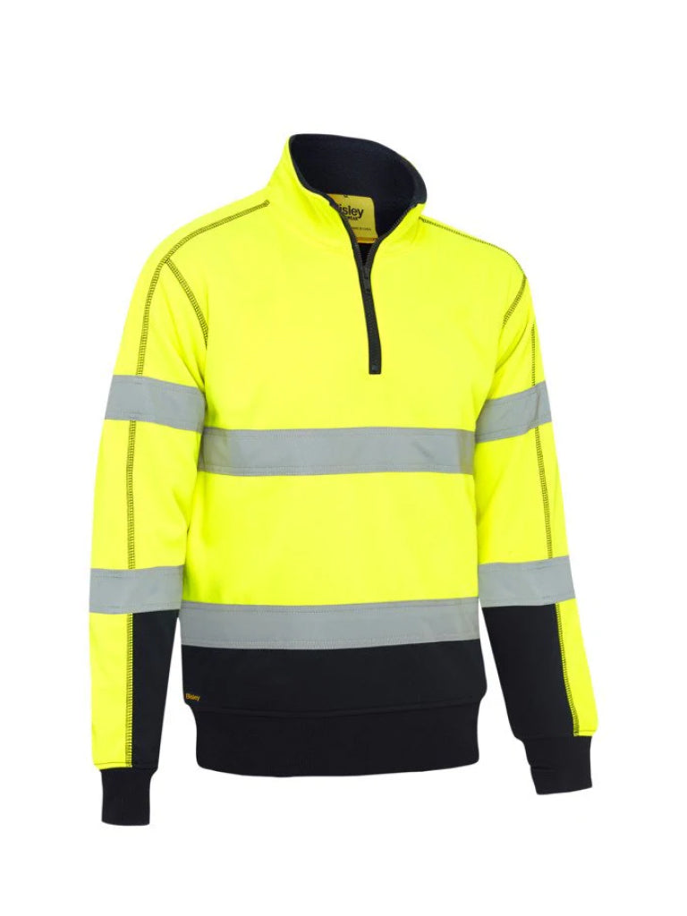 TAPED HI VIS ZIP FLEECE PULLOVER WITH SHERPA LINING