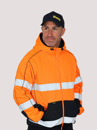TAPED HI VIS ZIP FLEECE HOODIE WITH SHERPA LINING