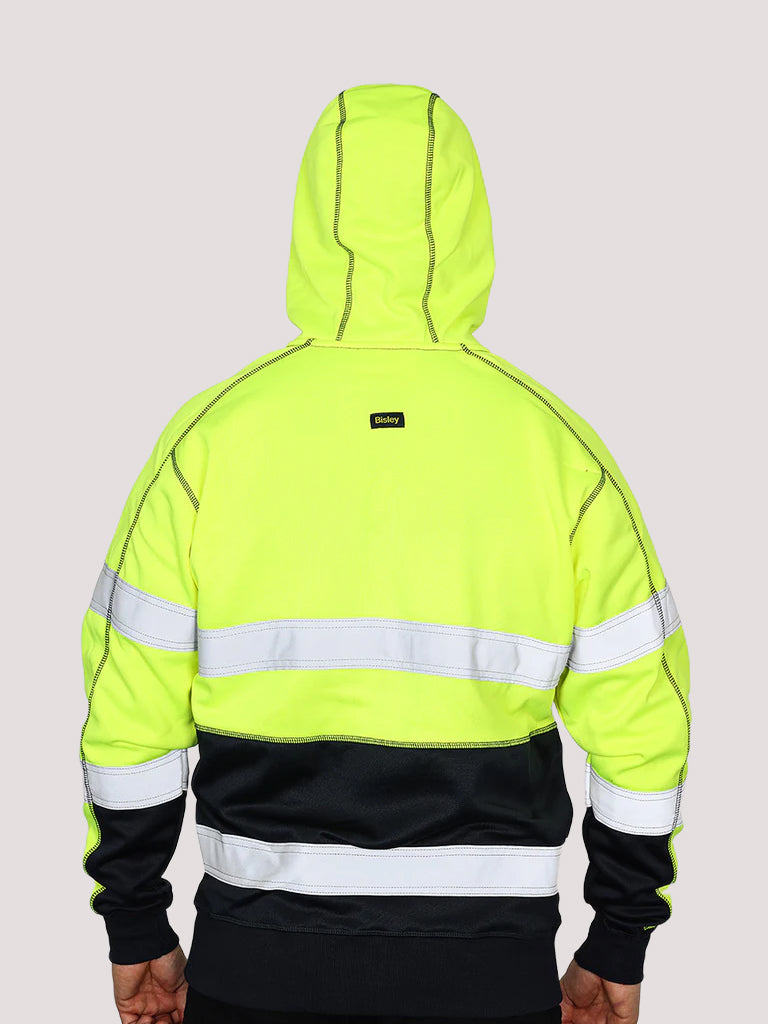 TAPED HI VIS ZIP FLEECE HOODIE WITH SHERPA LINING