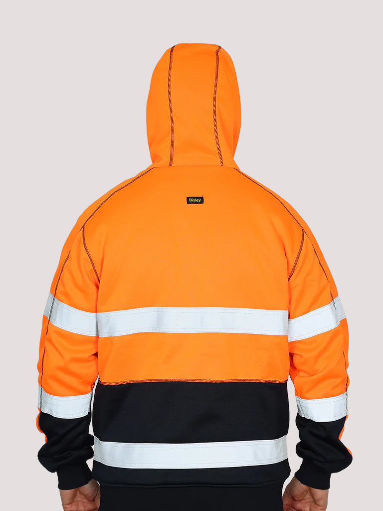 TAPED HI VIS ZIP FLEECE HOODIE WITH SHERPA LINING