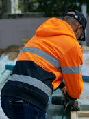 TAPED HI VIS ZIP FLEECE HOODIE WITH SHERPA LINING