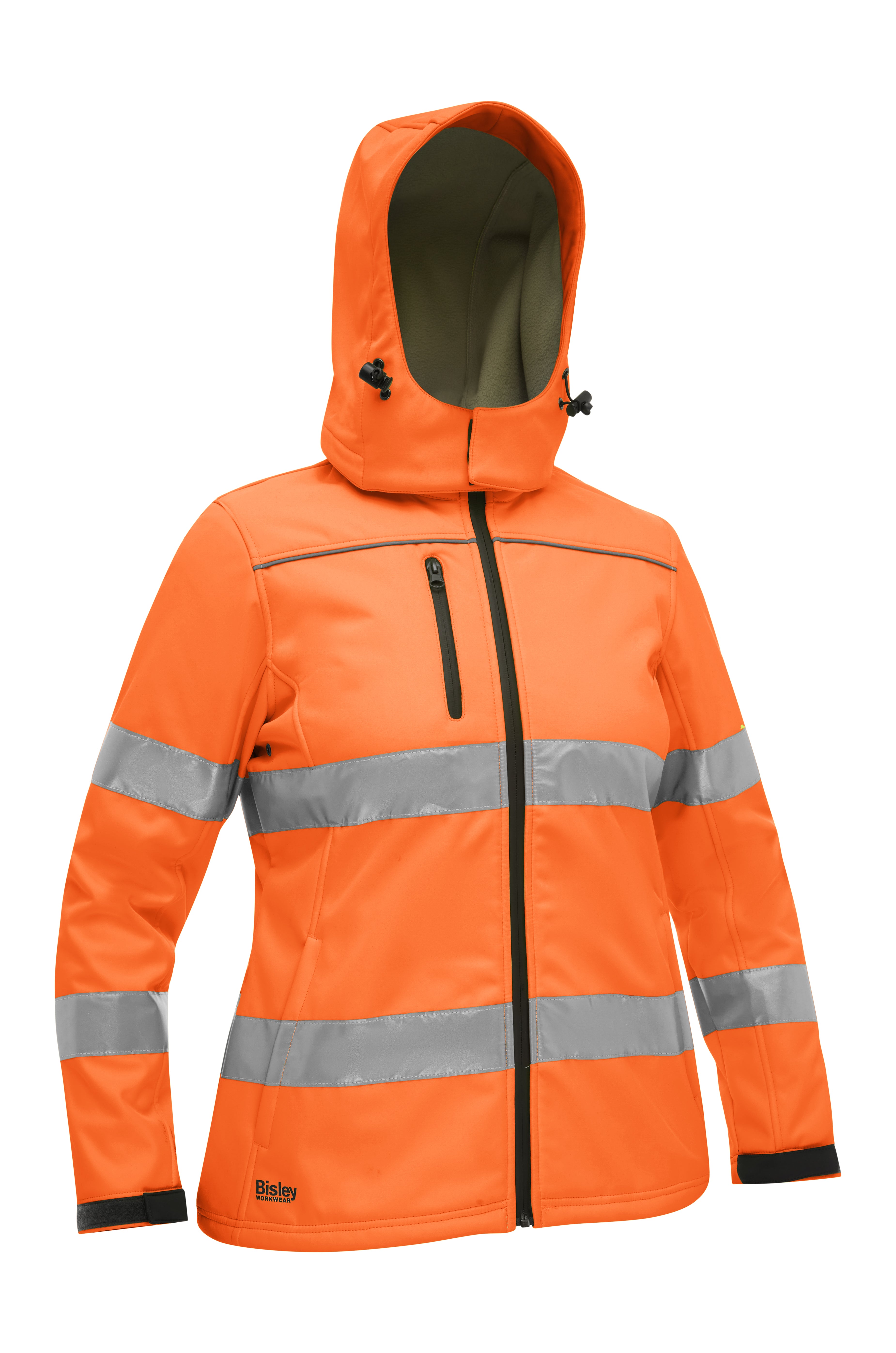 WOMEN’S TAPED HI VIS SOFT SHELL JACKET WITH HOOD