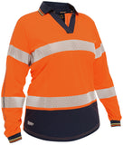 WOMENS LONG SLEEVED TAPED TWO TONE HI VIS POLO