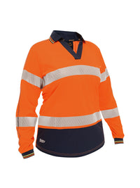 WOMENS LONG SLEEVED TAPED TWO TONE HI VIS POLO