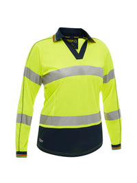 WOMENS LONG SLEEVED TAPED TWO TONE HI VIS POLO