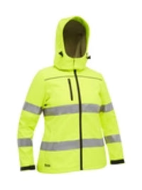 WOMEN’S TAPED HI VIS SOFT SHELL JACKET WITH HOOD