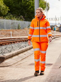 WOMEN’S TAPED HI VIS SOFT SHELL JACKET WITH HOOD