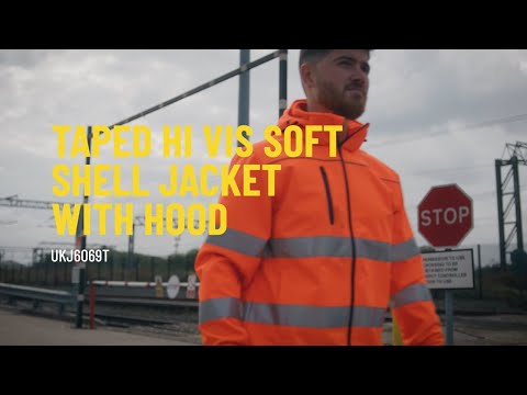 TAPED HI VIS SOFT SHELL JACKET WITH HOOD