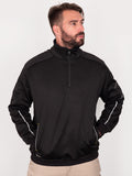 Sherpa Fleece Lined Black Low-Pill Premium Polyester Pullover with Inseam Hand-Warmer Pockets