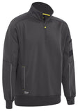 Bisley Workwear Charcoal Low-Pill Premium Polyester Pullover with Waist Inseam Hand-Warmer Pockets