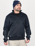 Sherpa Fleece Lined Navy Low-Pill Premium Polyester Pullover with Ribbed Knit Hem & Thumb Openings
