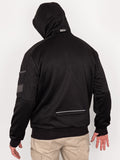 Black Sherpa Fleece Lined Zip Up Hoodie with Mobile Zip Pocket