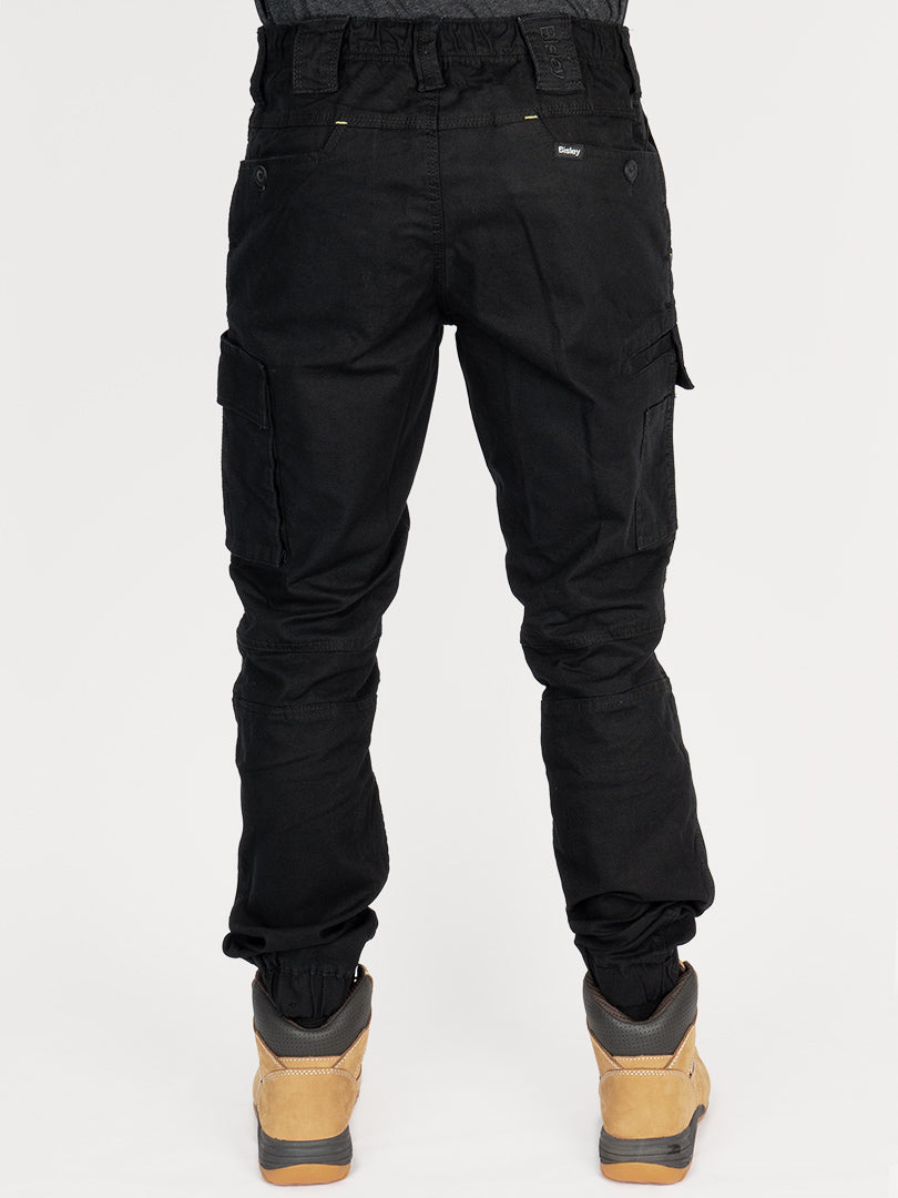 Black Slim Leg Cotton Stretch Pant with Reinforced Belt Loops